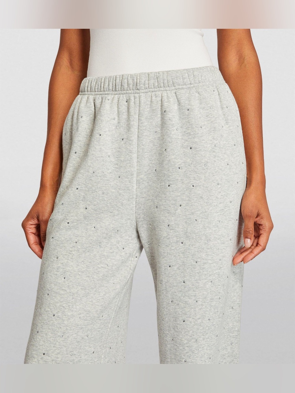 Good American Crystal Embellished Wide Leg Sweatpants in Gray Size M Women’s - Picture 2 of 6